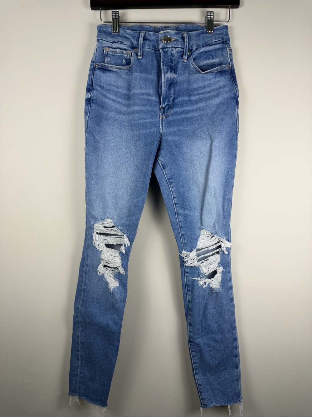 Good American Light Blue Distressed Skinny Jeans